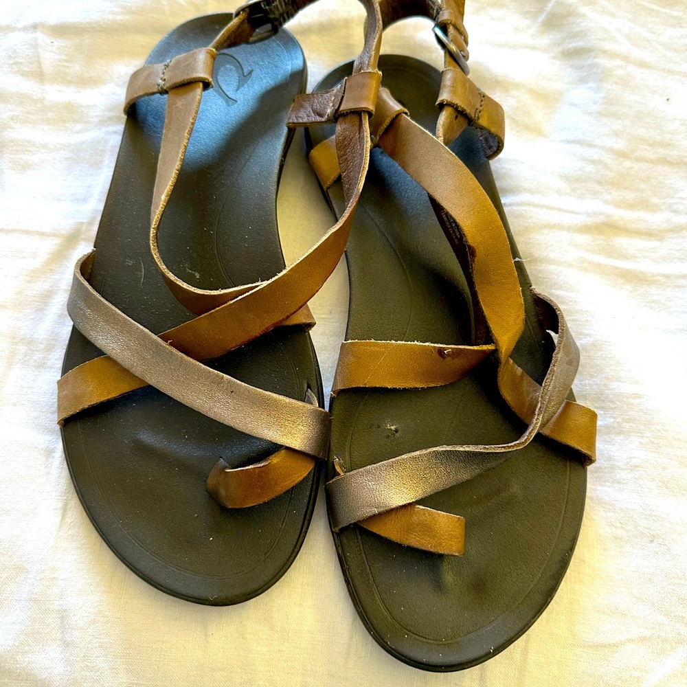 Women seize 7 Olukai leather sport sandals